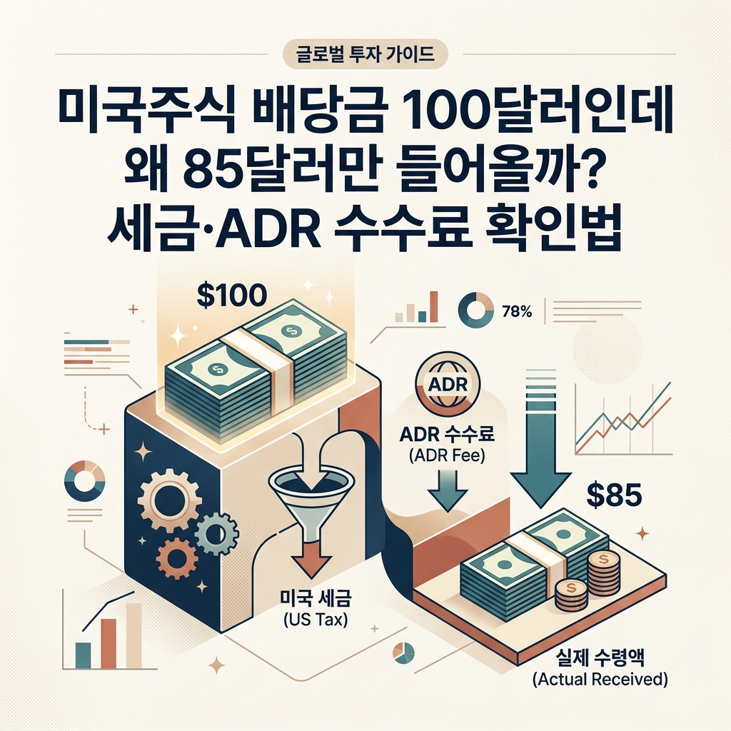 ai thumbnail branding 미국주식 배당금 100달러인데 왜 85달러만 들어올까 세금·ADR 수수료 확인법 1788792271